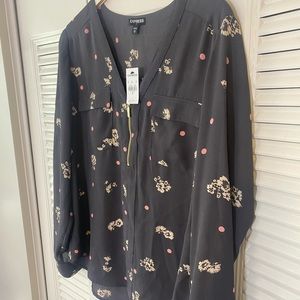 Women's Blouse Half  Zip  pockets in Front